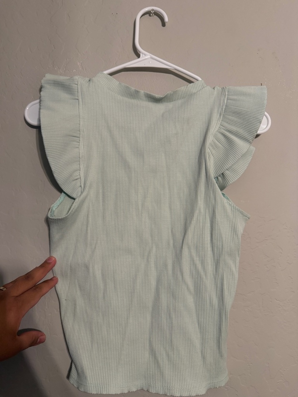 Women’s Ruffled Sleeve Ribbed Tank Top - Mint
